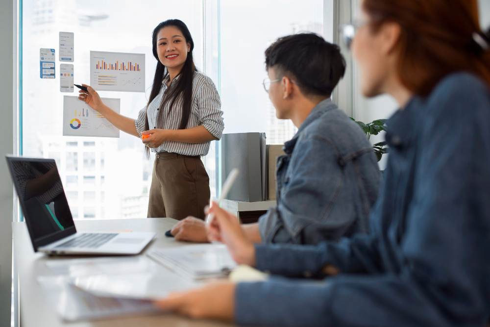 Meeting in a meeting room
